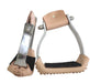 AJ Tack slanted aluminum roping stirrups with leather tread and rubber pads