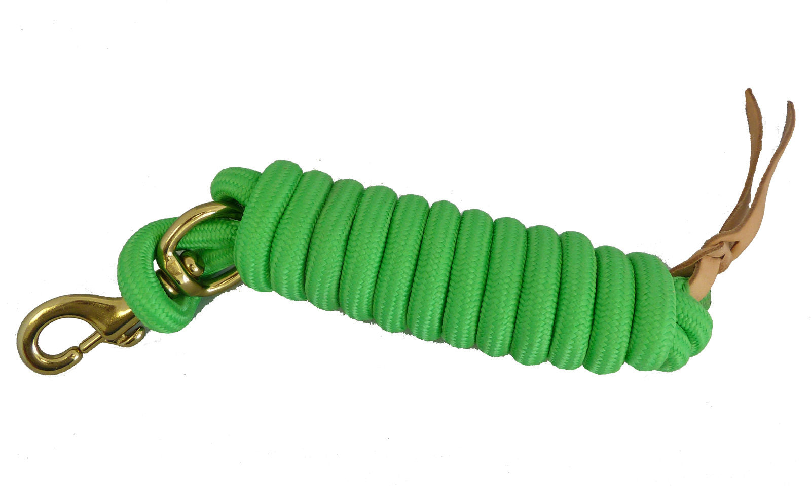 AJ Tack Green 9 Foot Nylon Lead Rope with Leather Popper