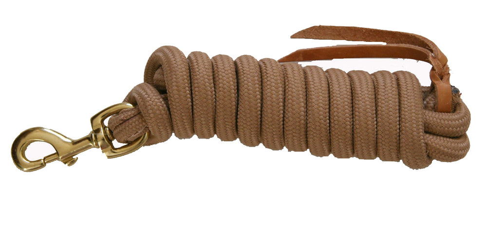 AJ Tack Brown 9 Foot Nylon Lead Rope with Leather Popper