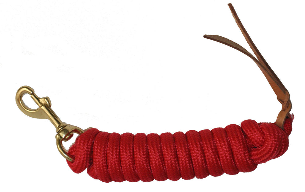 AJ Tack Red 9 Foot Nylon Lead Rope with Leather Popper