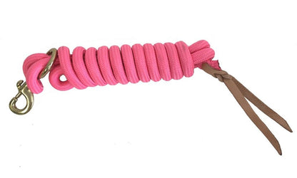 AJ Tack Pink 9 Foot Nylon Lead Rope with Leather Popper