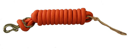 AJ Tack Orange 9 Foot Nylon Lead Rope with Leather Popper
