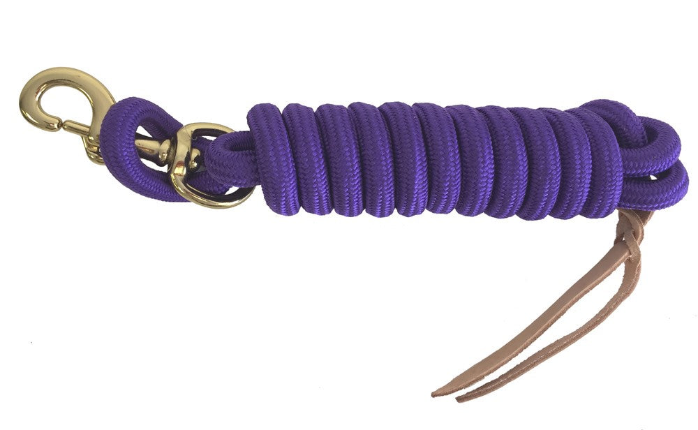 AJ Tack Purple 9 Foot Nylon Lead Rope with Leather Popper