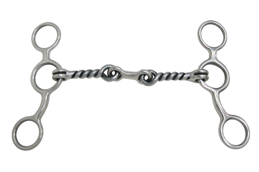 AJ Tack Jr. Cowhorse Dogbone Twist Gag Bit - Stainless Steel