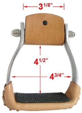 aluminum barrel racing stirrups with leather tread and rubber grip
