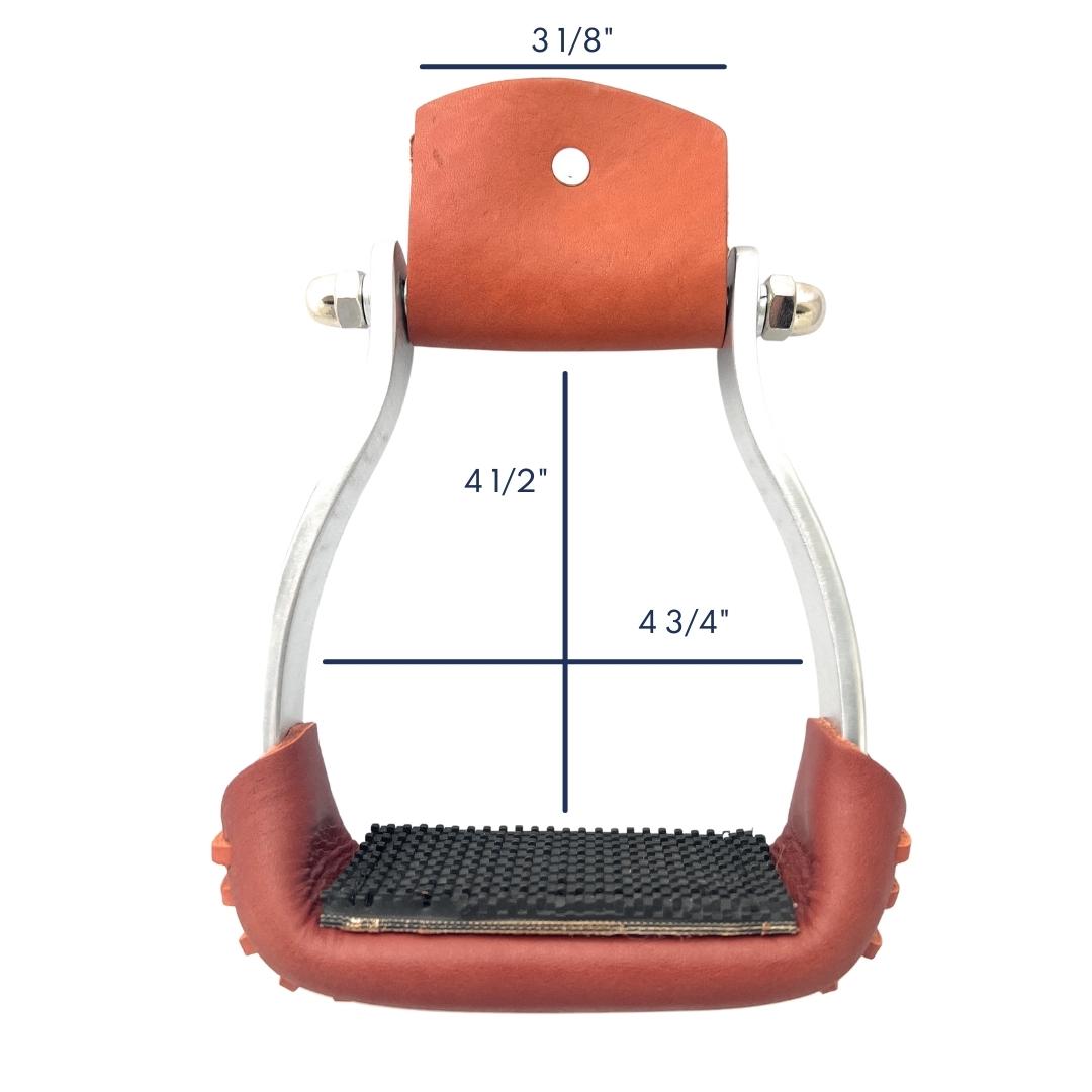 AJ Tack Aluminum Barrel Racing Stirrups Tanned Leather Tread Size Chart
