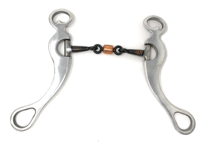 AJ Tack Aluminum Horse Bit Three Piece Snaffle Copper Roller