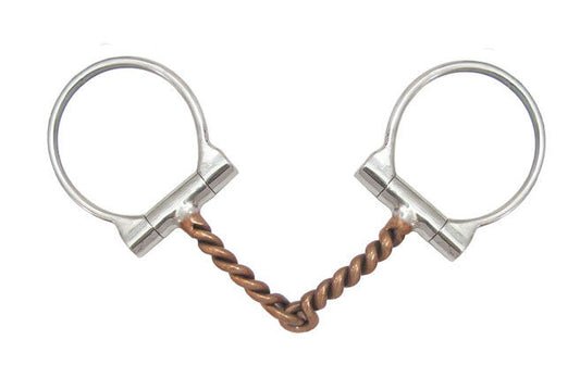 AJ Tack Offset Stainless Steel Butted Dee Horse Bit 5" Curved Twist Wire Copper Mouth