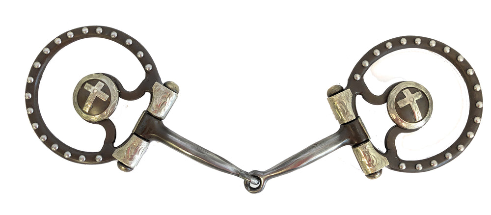 AJ Tack Dee Ring Snaffle Bit with Cross Concho