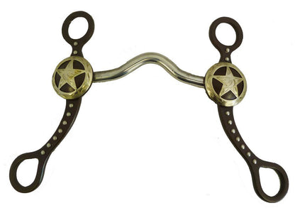 AJ Tack Texas Star Low Port Show Bit Sweet Iron Antique Brown Color Copper Inlay 5"