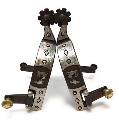 AJ Tack Men's Brown Antique Team Roping Offset Spurs