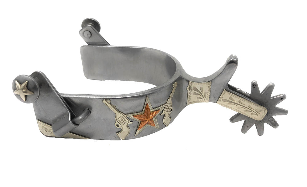 AJ Tack Stainless Steel Star Double Shooter Spur - Mens