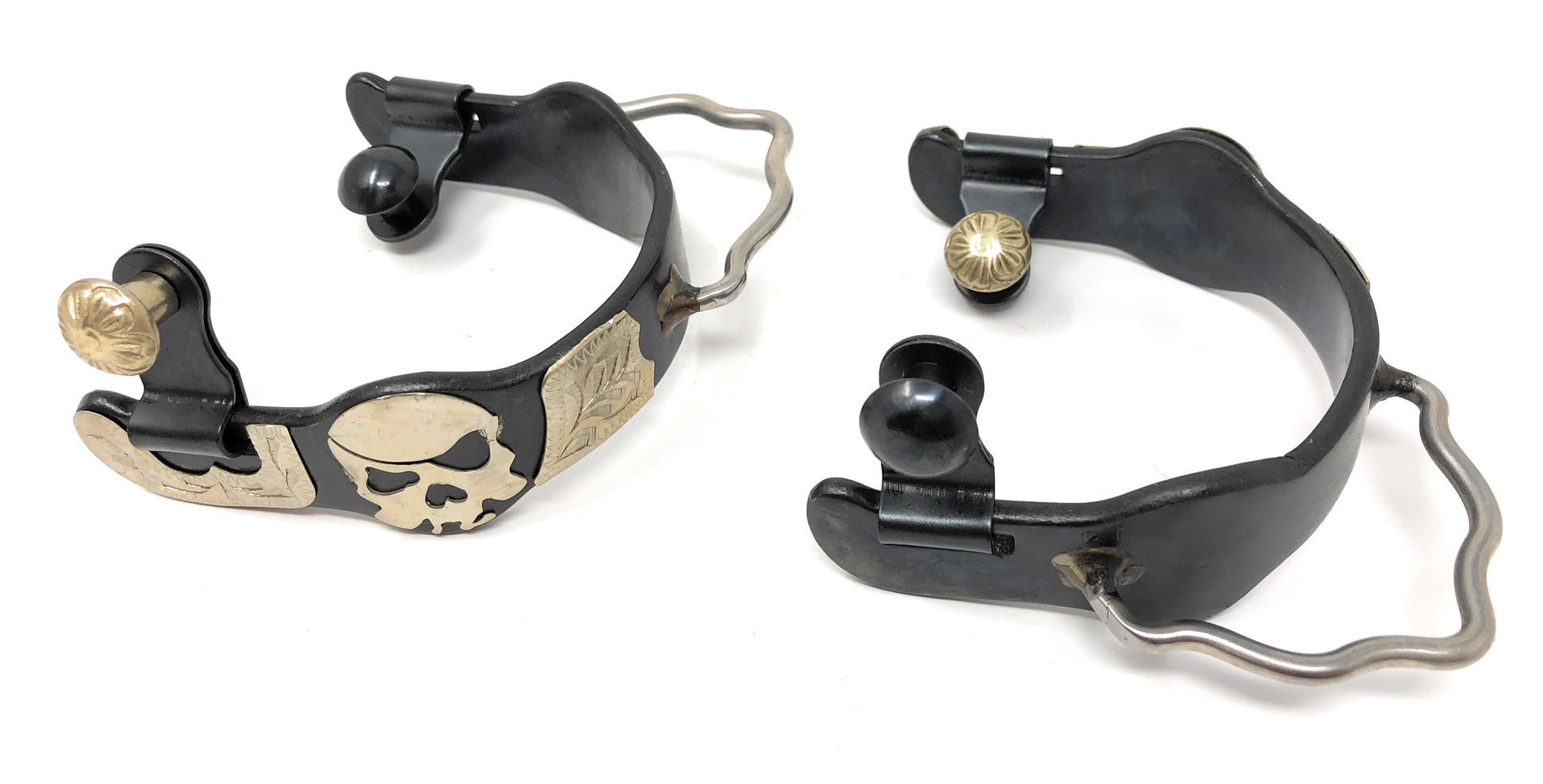 AJ Tack Antique Brown Pirate Skull Bumper Spurs - Ladies