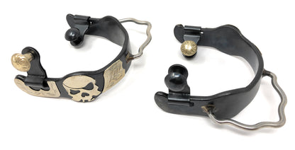 AJ Tack Antique Brown Pirate Skull Bumper Spurs - Ladies