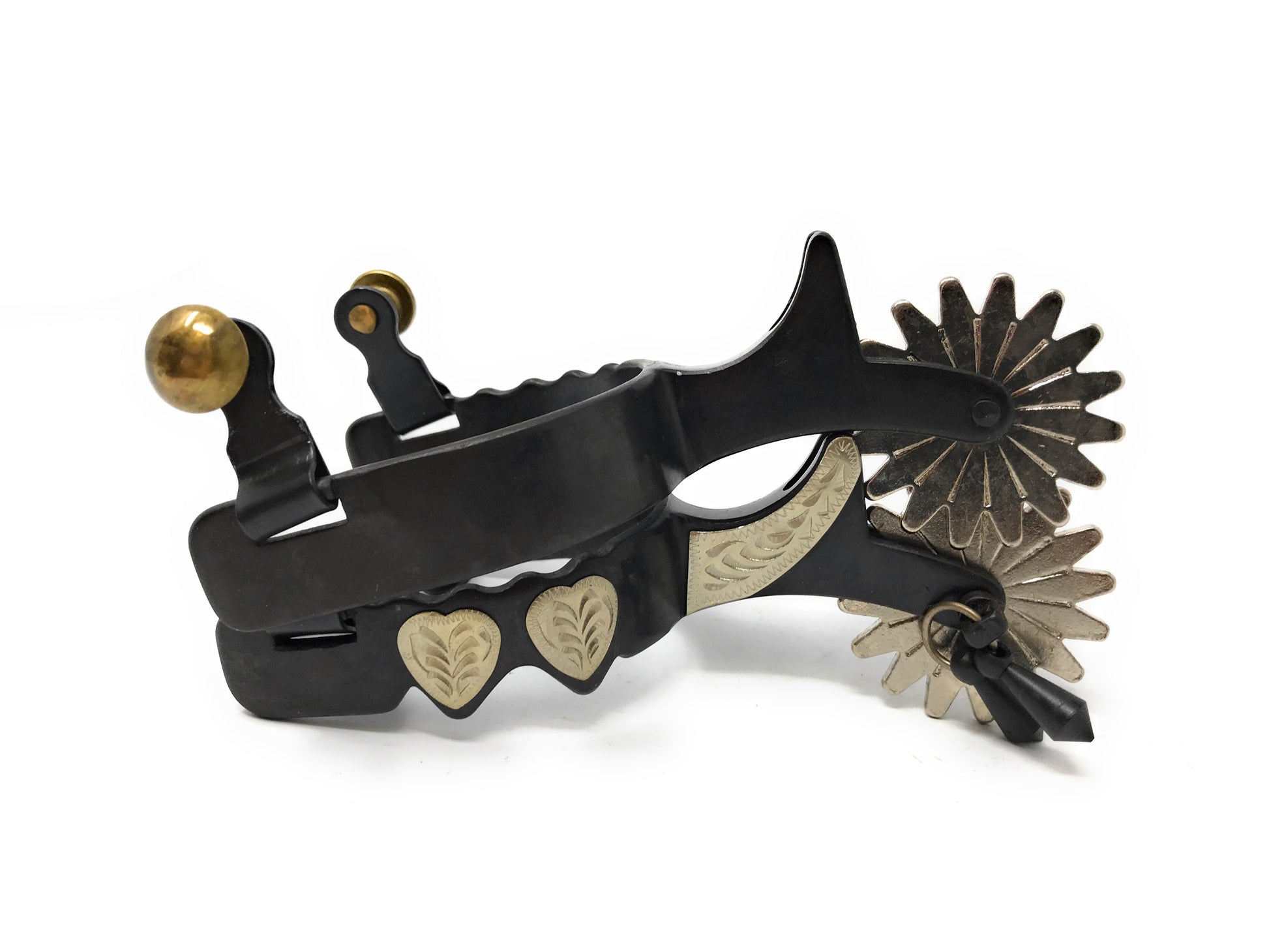 AJ Tack Antique Brown Hearts Spurs - Youth