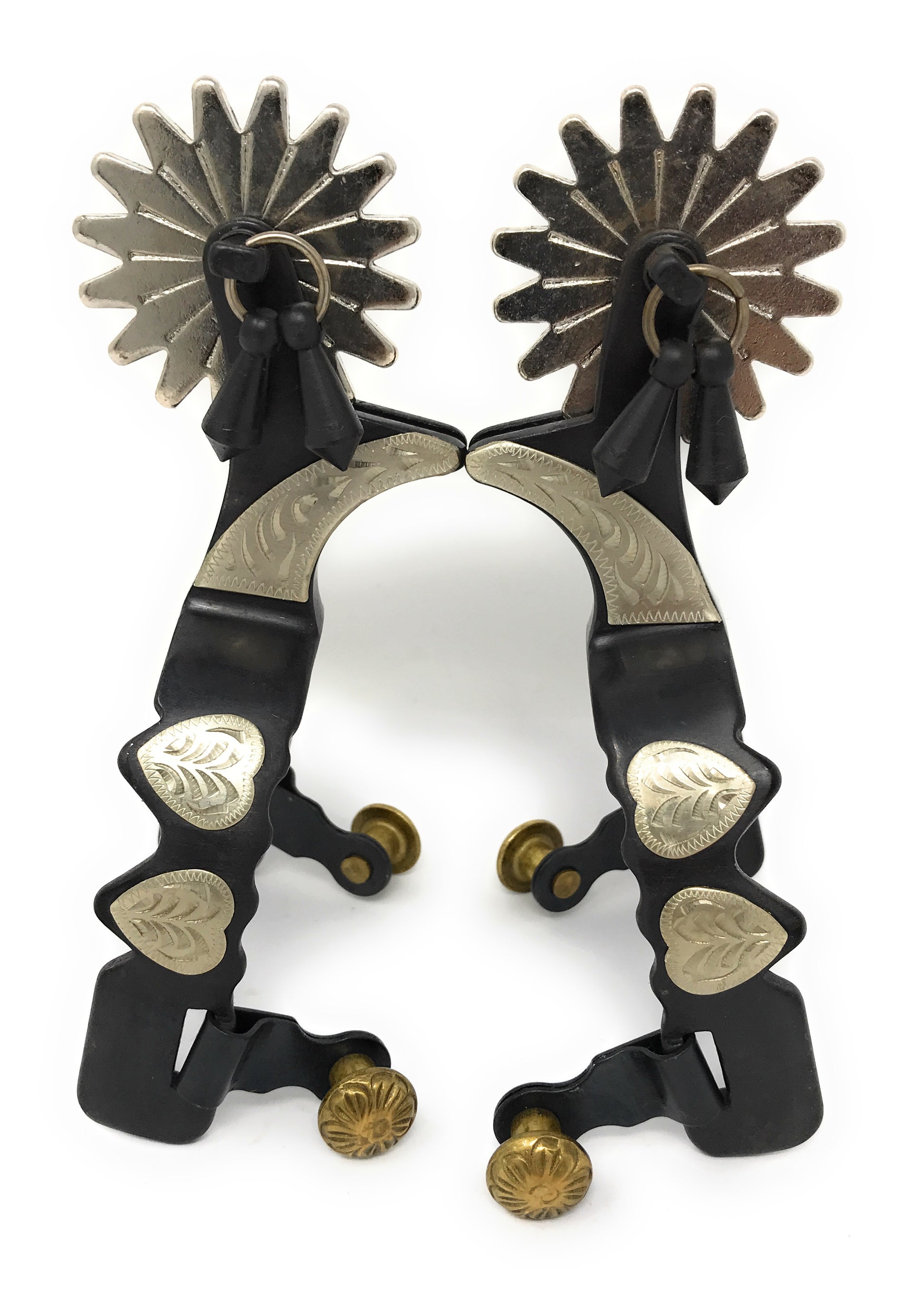 AJ Tack Antique Brown Hearts Spurs - Youth