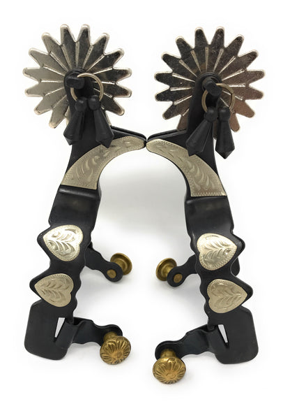 AJ Tack Antique Brown Hearts Spurs - Youth