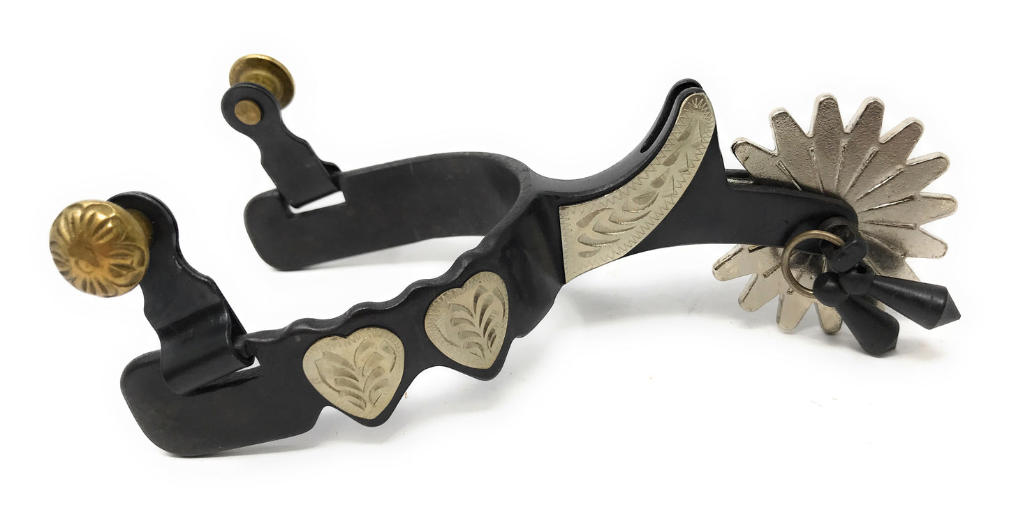 AJ Tack Antique Brown Hearts Spurs - Youth