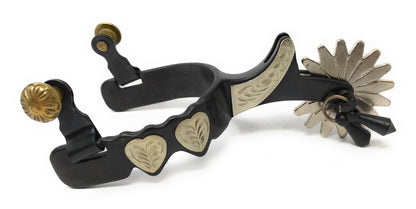 AJ Tack Antique Brown Hearts Spurs - Youth