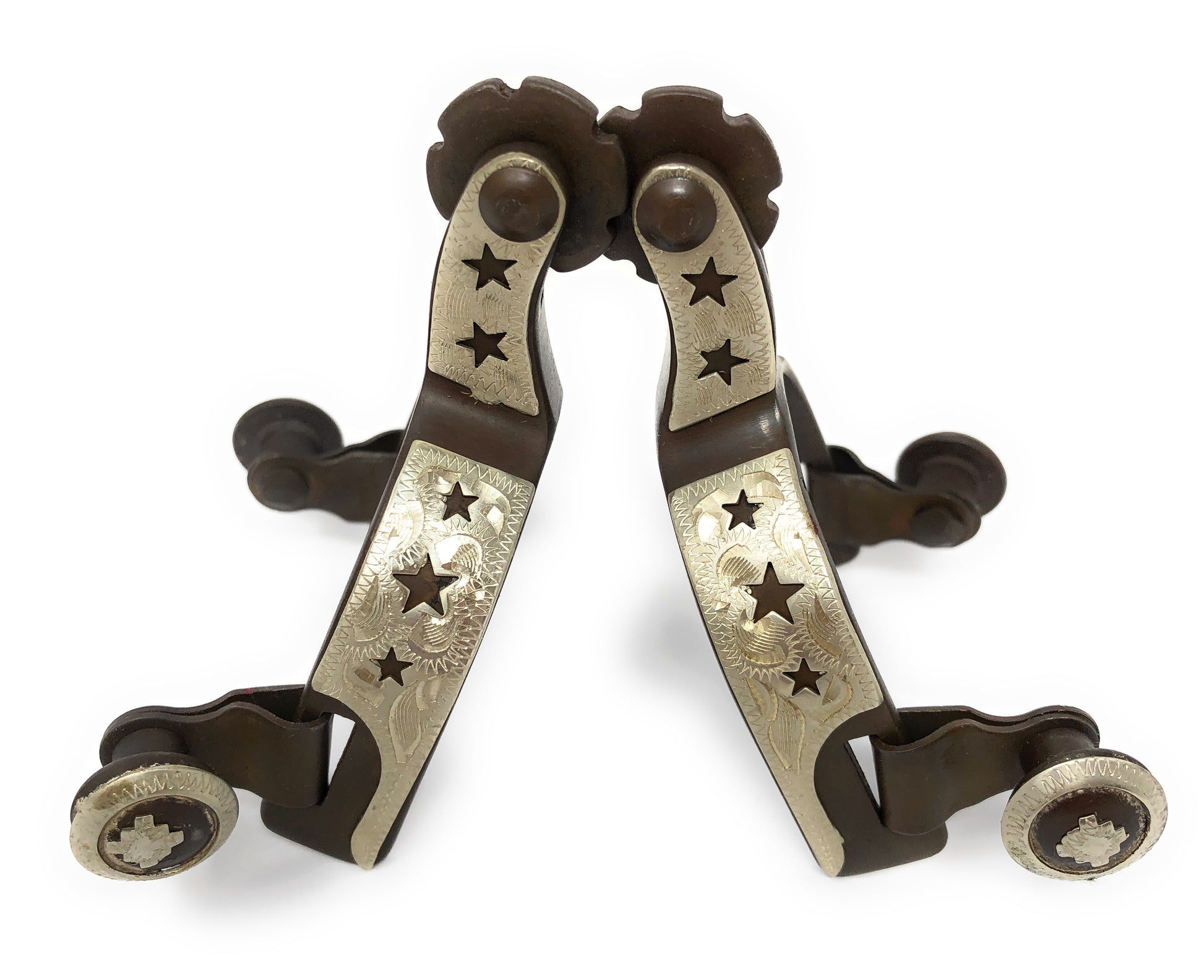 AJ Tack Infant Antique Brown Stars Cutout Spurs