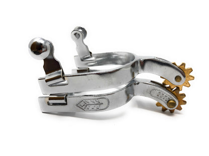 AJ Tack Chrome Steel Engraved Spurs - Youth