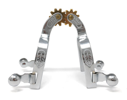 AJ Tack Chrome Steel Engraved Spurs - Youth