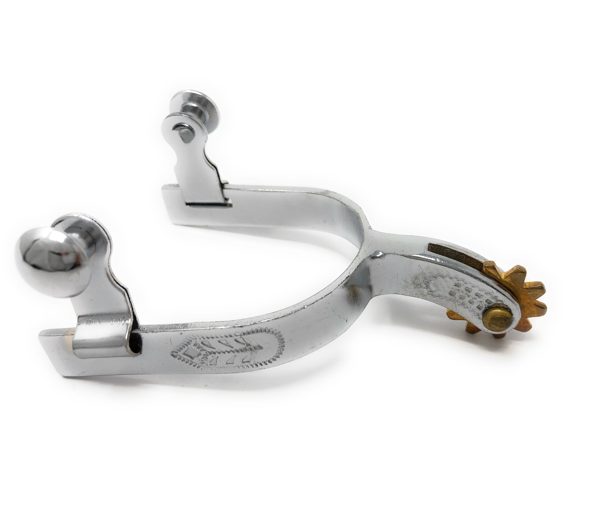 AJ Tack Chrome Steel Engraved Spurs - Youth