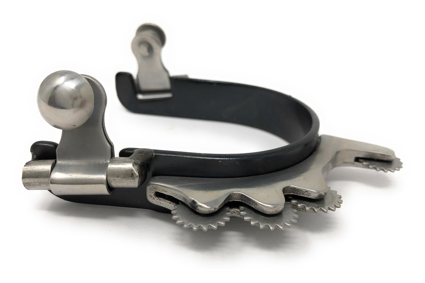 AJ Tack Black Horizontal Rowels Bumper Spurs - Ladies