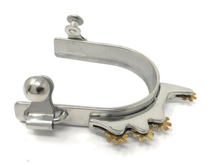 AJ Tack Youth Bumper Spurs Horizontal Brass Rowels Sideways Stainless Steel Horse Riding