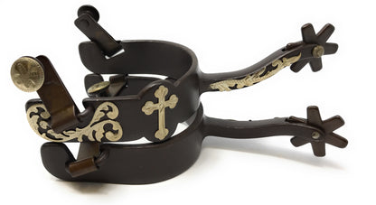 AJ Tack Antique Brown Cross Offset Spurs - Mens