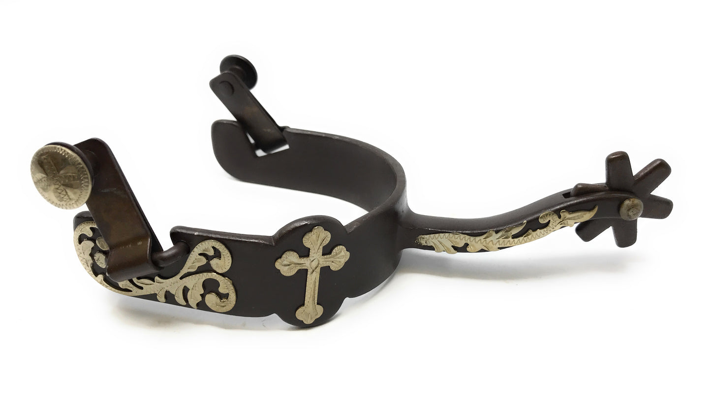 AJ Tack Antique Brown Cross Offset Spurs - Mens