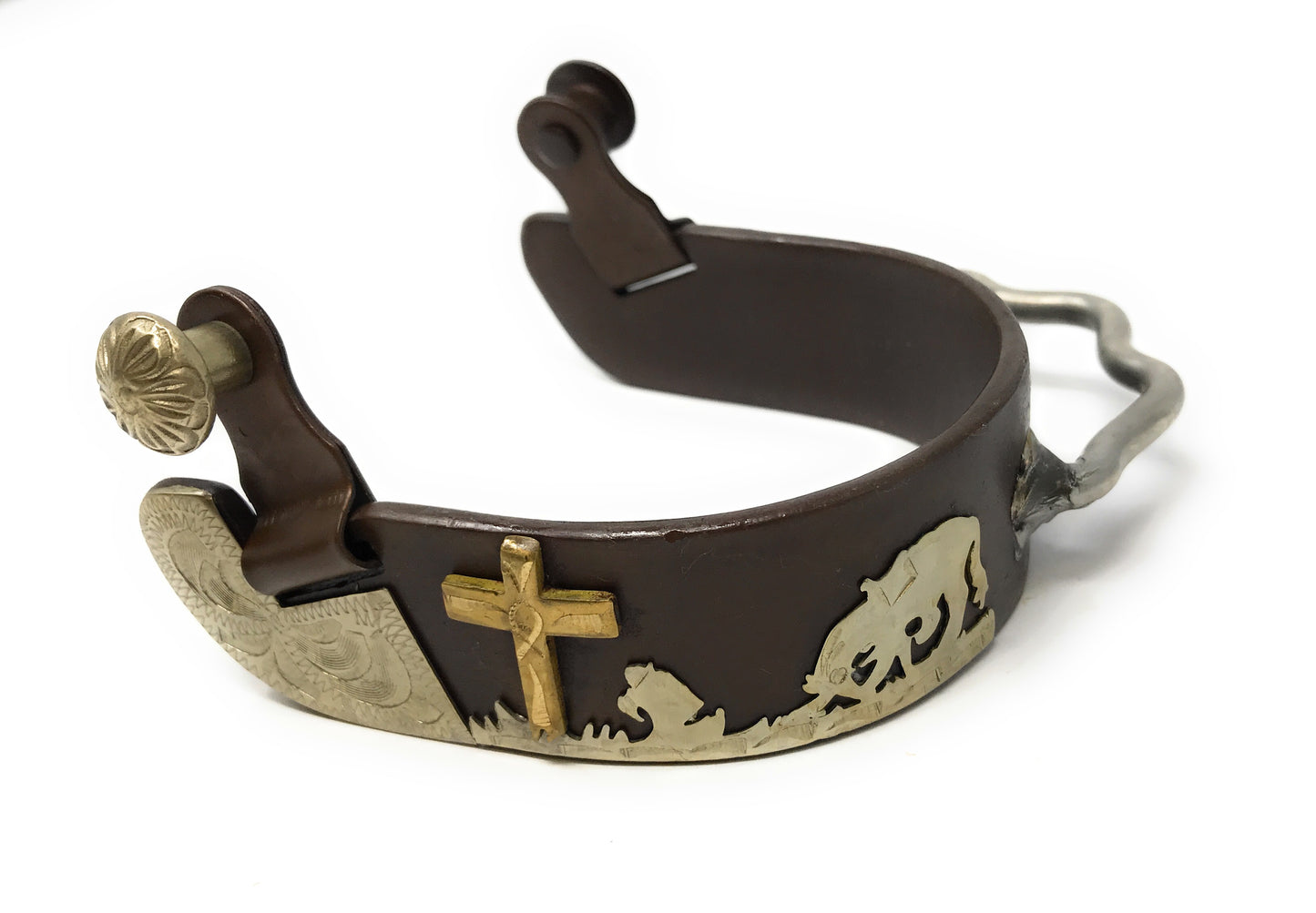 AJ Tack Antique Brown Praying Cowboy Bumper Spurs - Mens