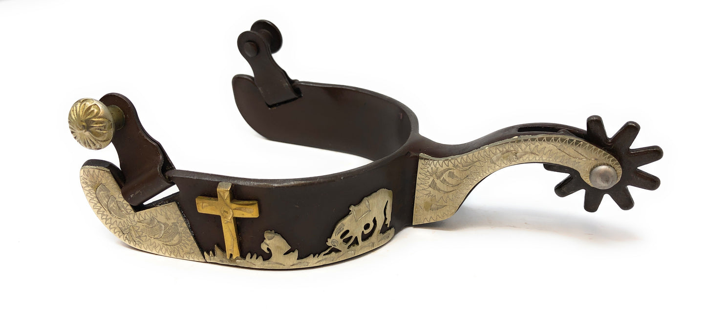 AJ Tack Praying Cowboy Antique Brown Spurs