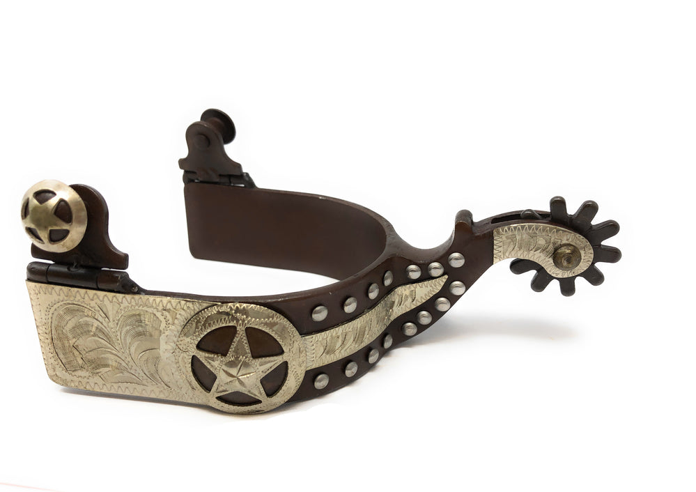 Billy Klapper Spurs AJ Tack Men's Antique Brown Stars Western