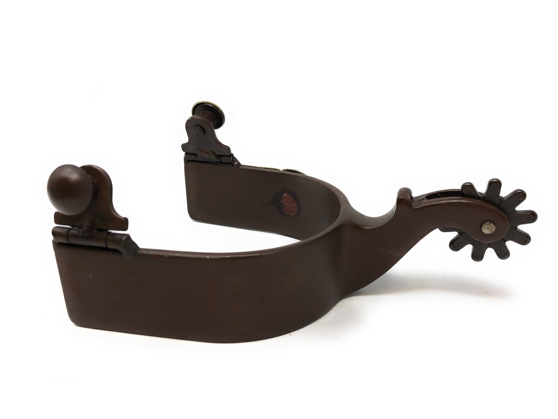 AJ Tack Texas Star Western Show Spurs Silver Concho Engraving Antique Brown Color Mens