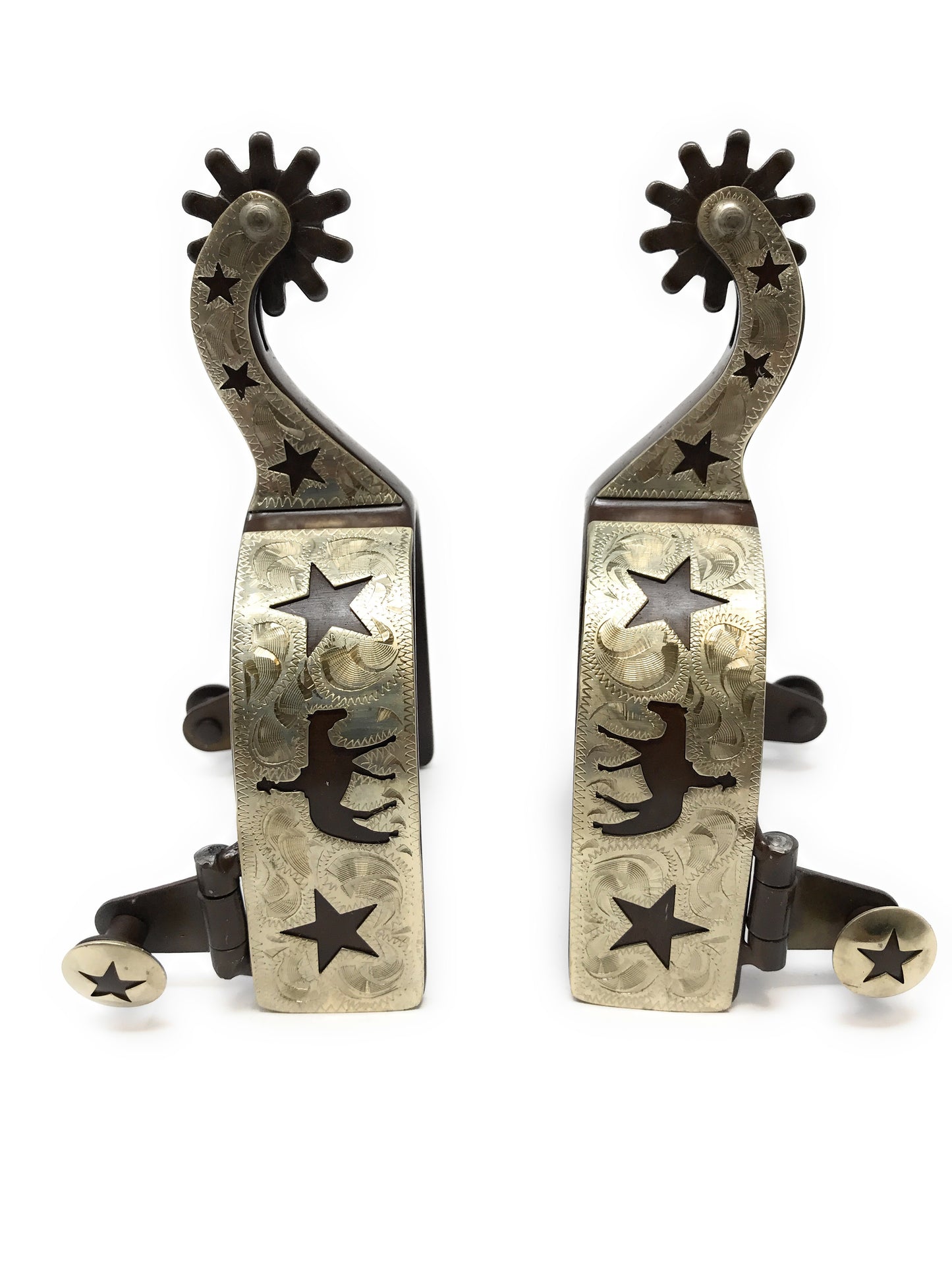 AJ Tack Antique Brown Pleasure Horse and Stars Spurs - Mens