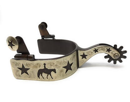 AJ Tack Antique Brown Pleasure Horse and Stars Spurs - Mens