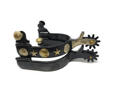 AJ Tack Antique Brown Stars and Flowers Spurs - Mens