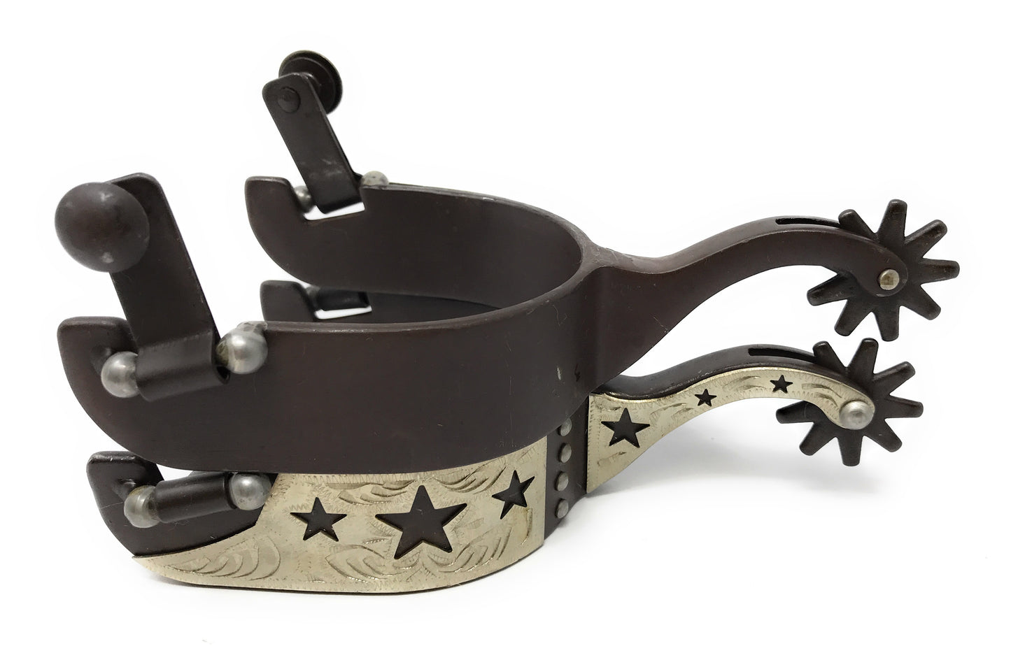 AJ Tack Antique Brown Stars Cutout Spurs - Ladies