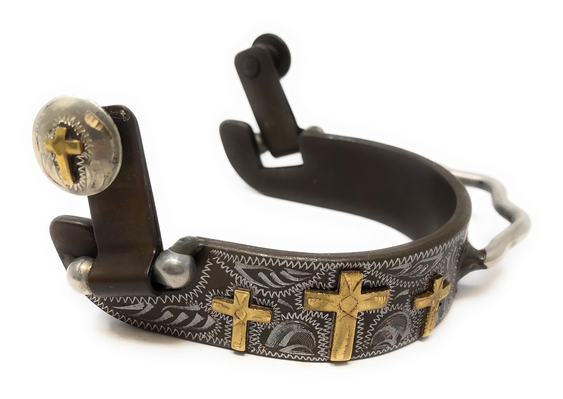 AJ Tack Antique Brown Three Cross Bumper Spurs - Ladies