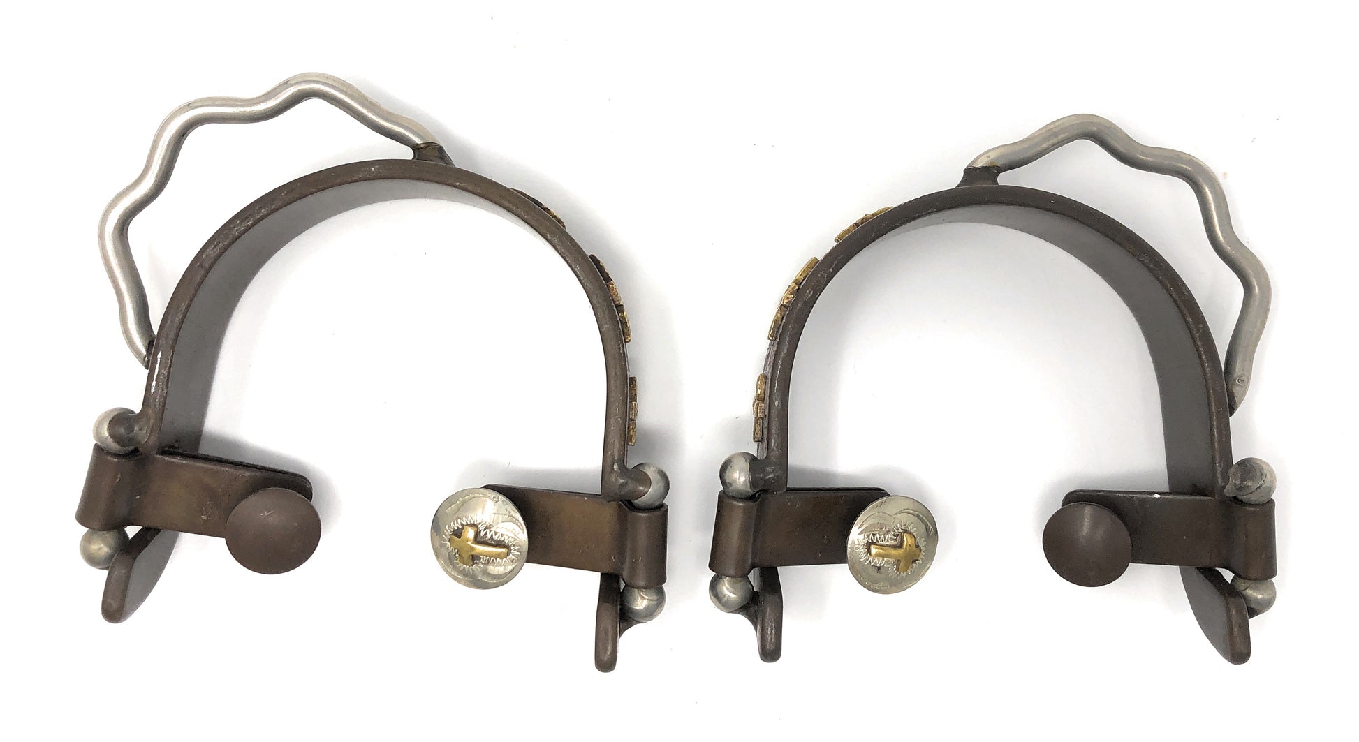 AJ Tack Antique Brown Three Cross Bumper Spurs - Mens