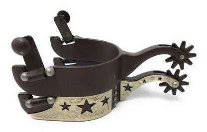 AJ Tack Antique Brown Stars Cutout Spurs - Youth