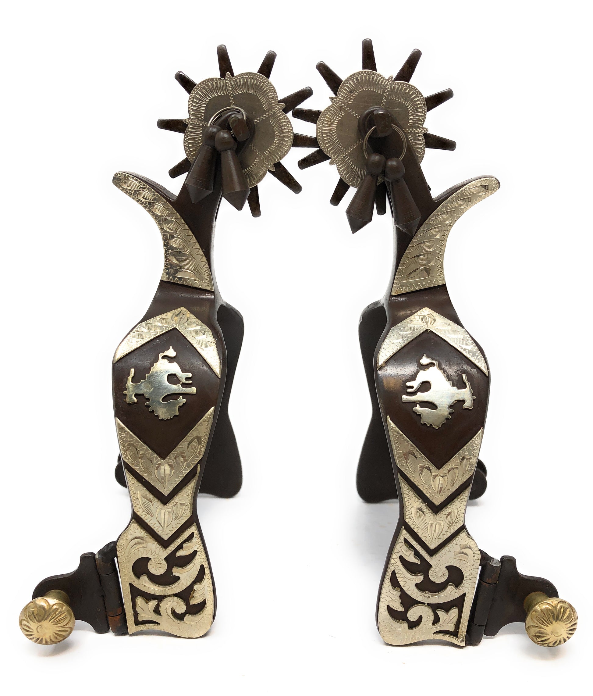 AJ Tack Bucking Bronc Engraved Spurs - Mens