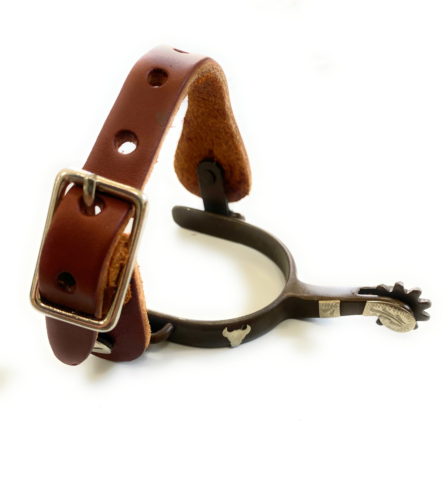 AJ Tack Antique Brown Steer Head Spurs Package - Youth