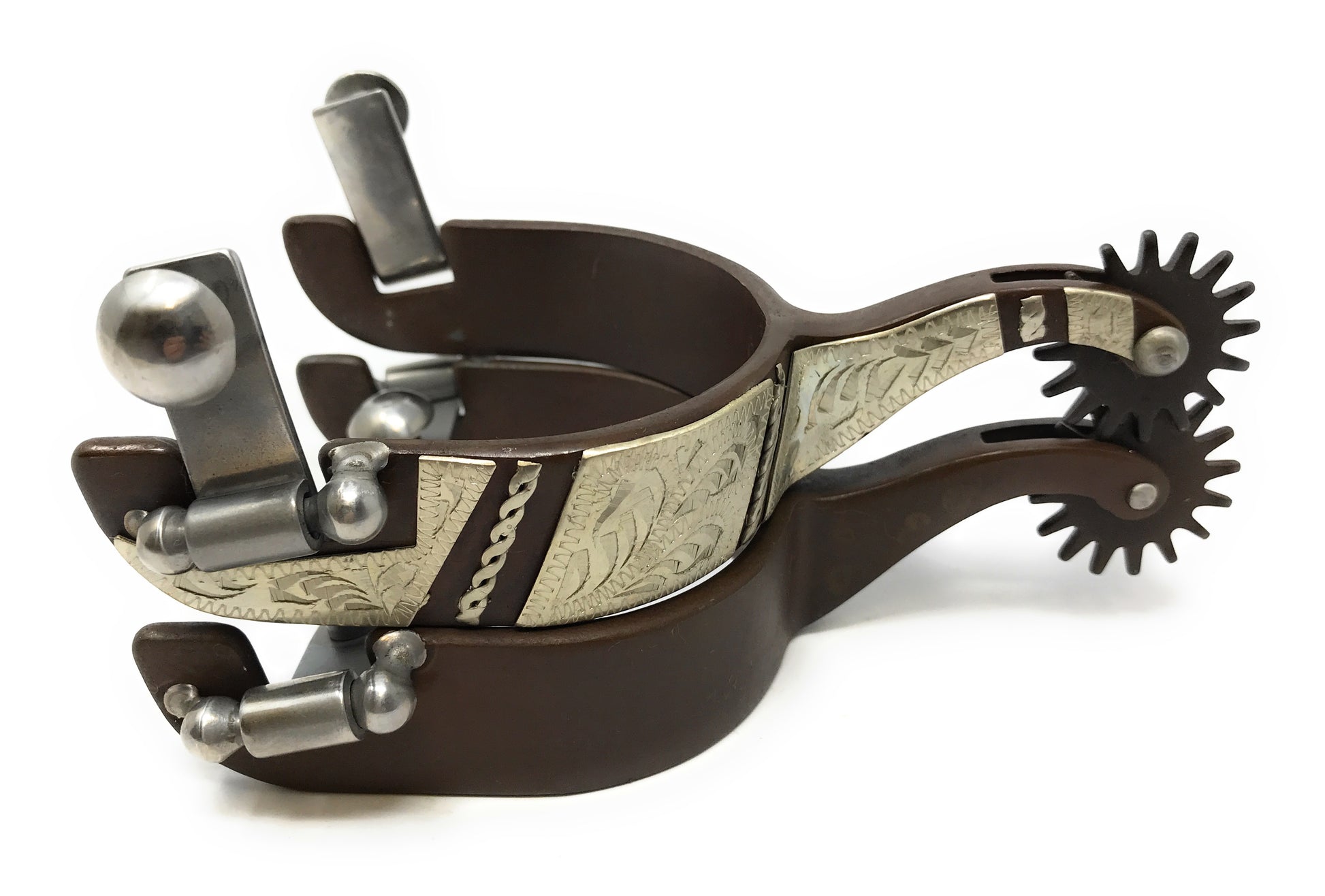 AJ Tack Western Engraved Rock Grinder Spurs - Mens