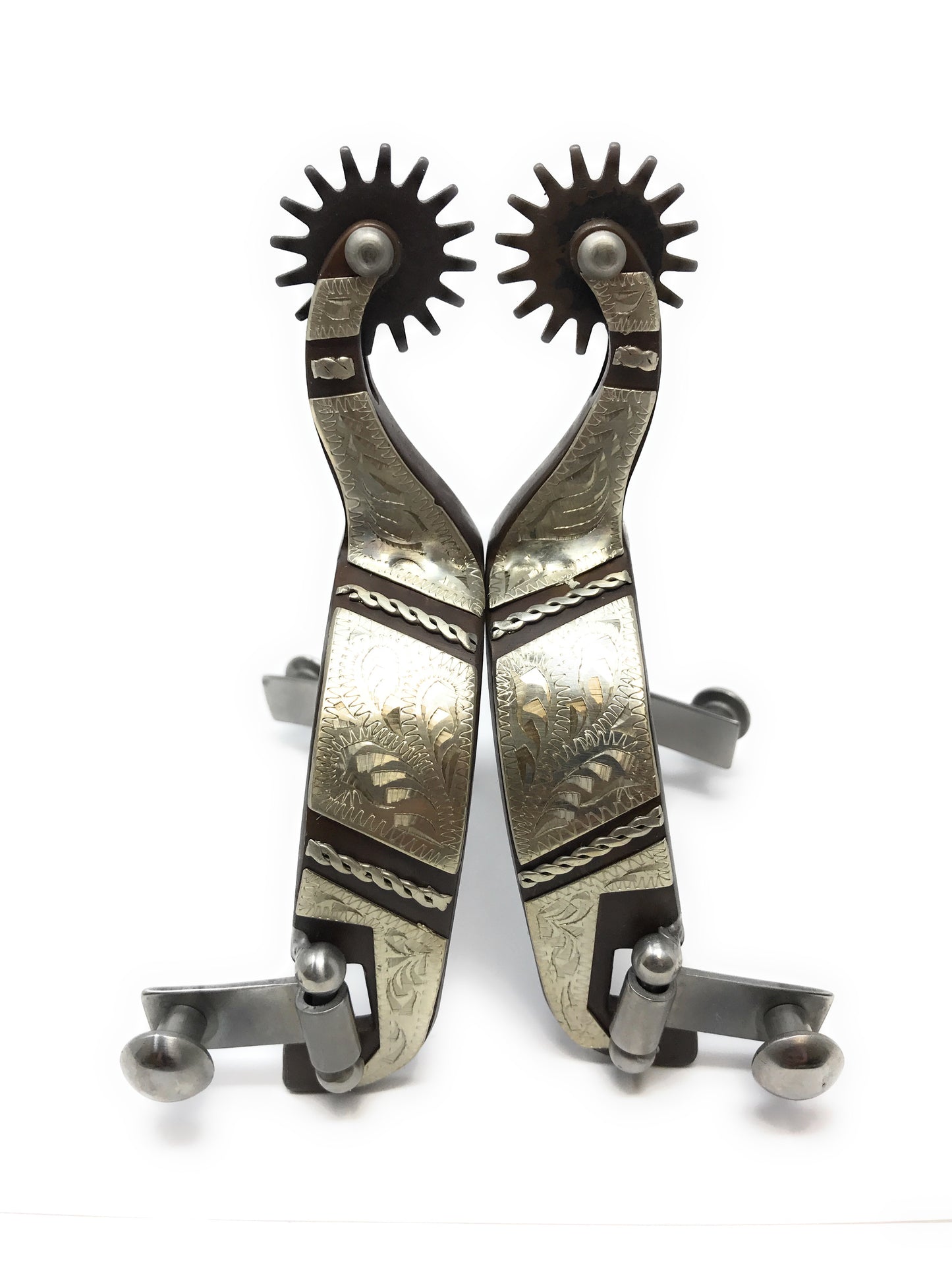 AJ Tack Western Engraved Rock Grinder Spurs - Mens
