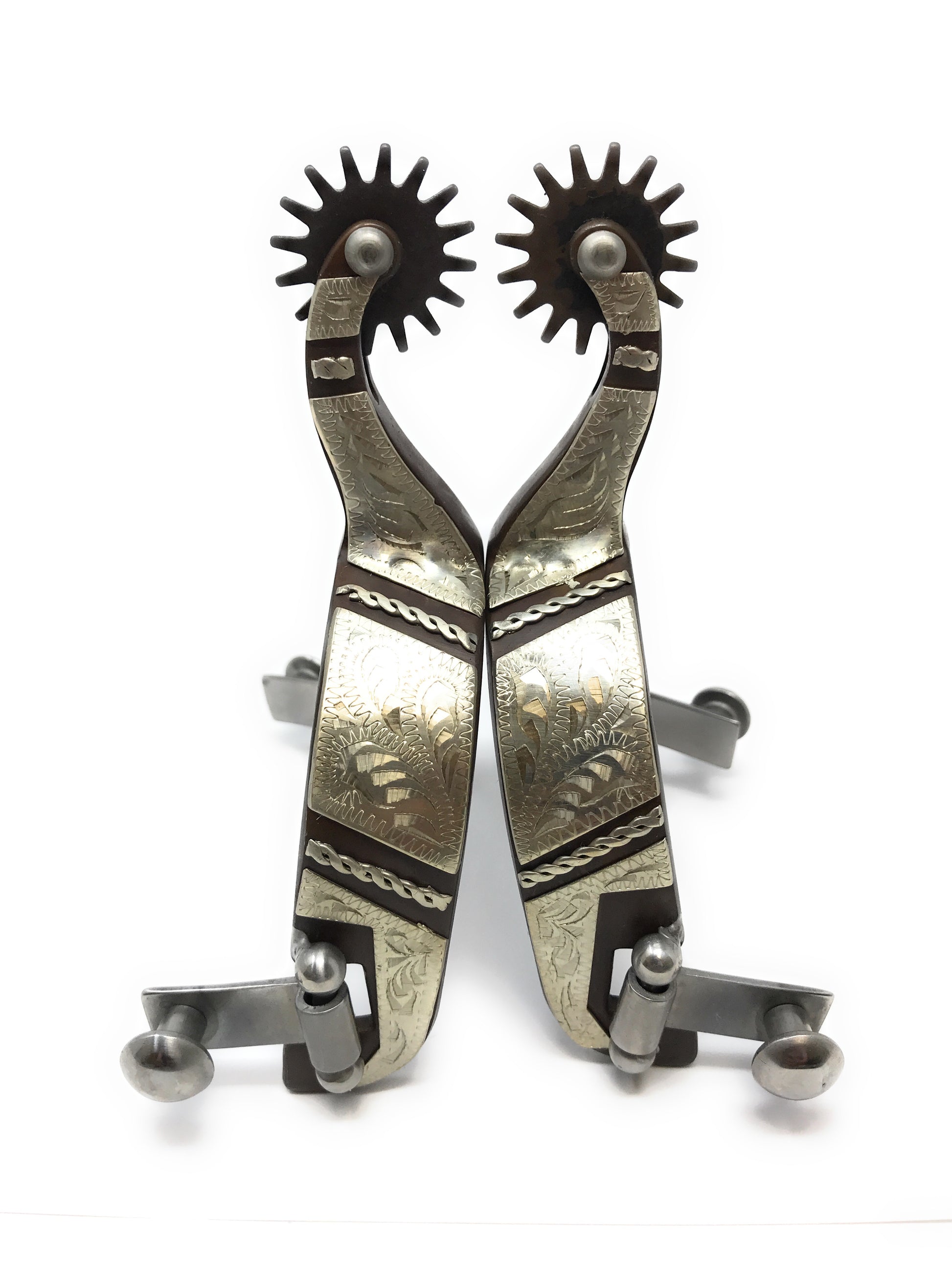 AJ Tack Western Engraved Rock Grinder Spurs - Mens