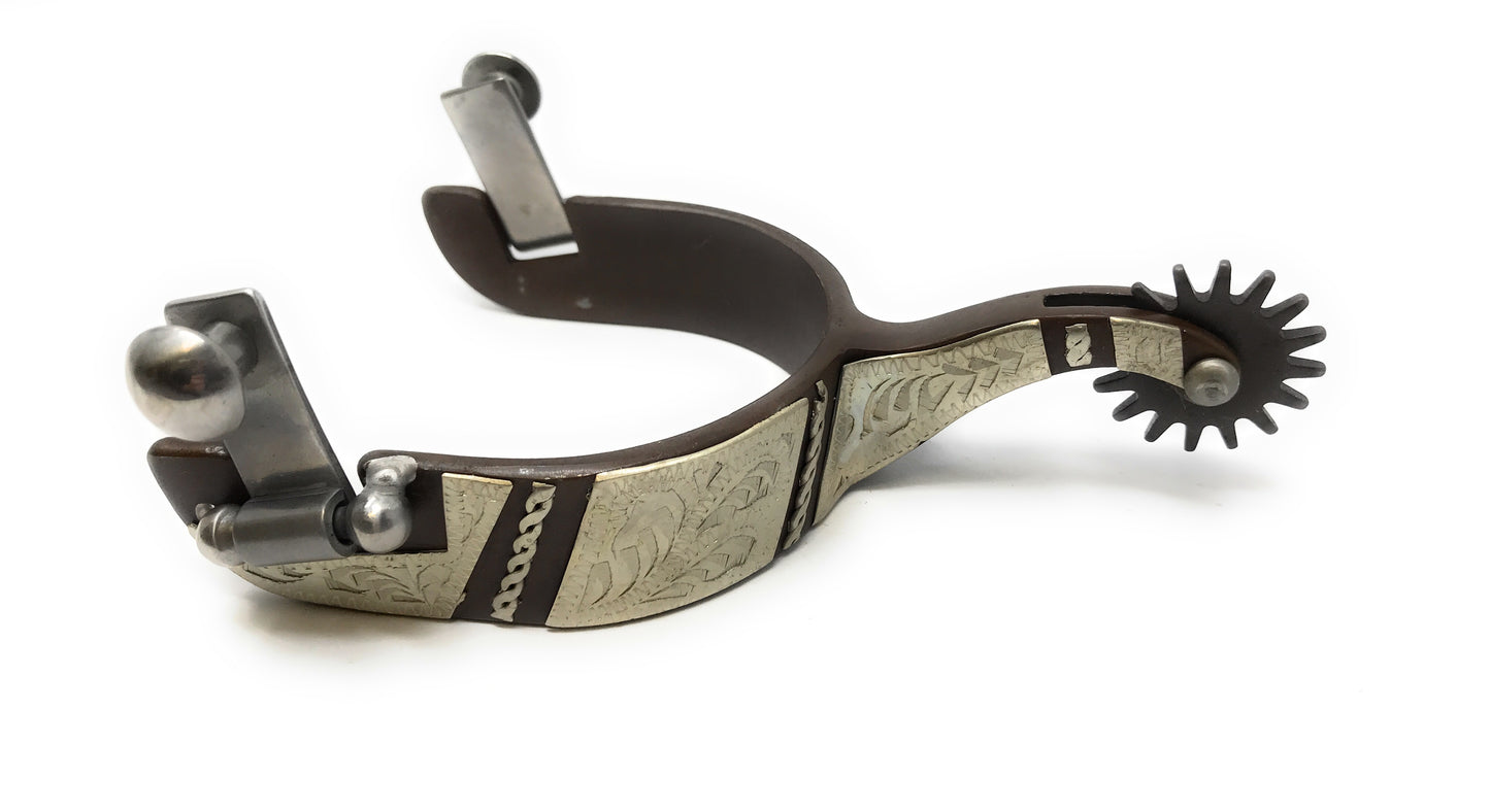 AJ Tack Western Engraved Rock Grinder Spurs - Mens