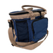 Side view of the AJT Premium Grooming Bag in Navy Blue with mesh pockets
