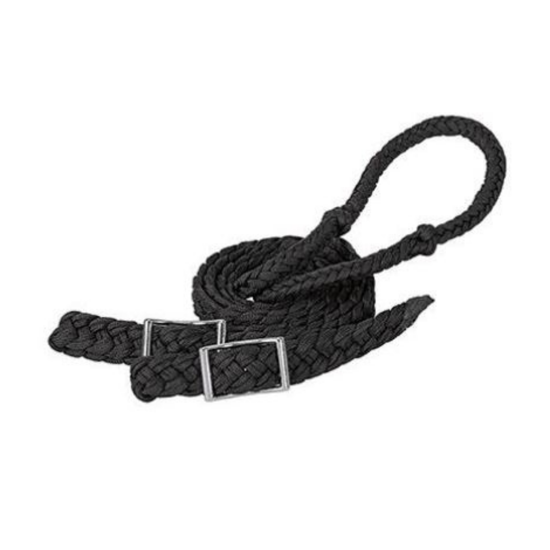 Braided Nylon Barrel Reins in black